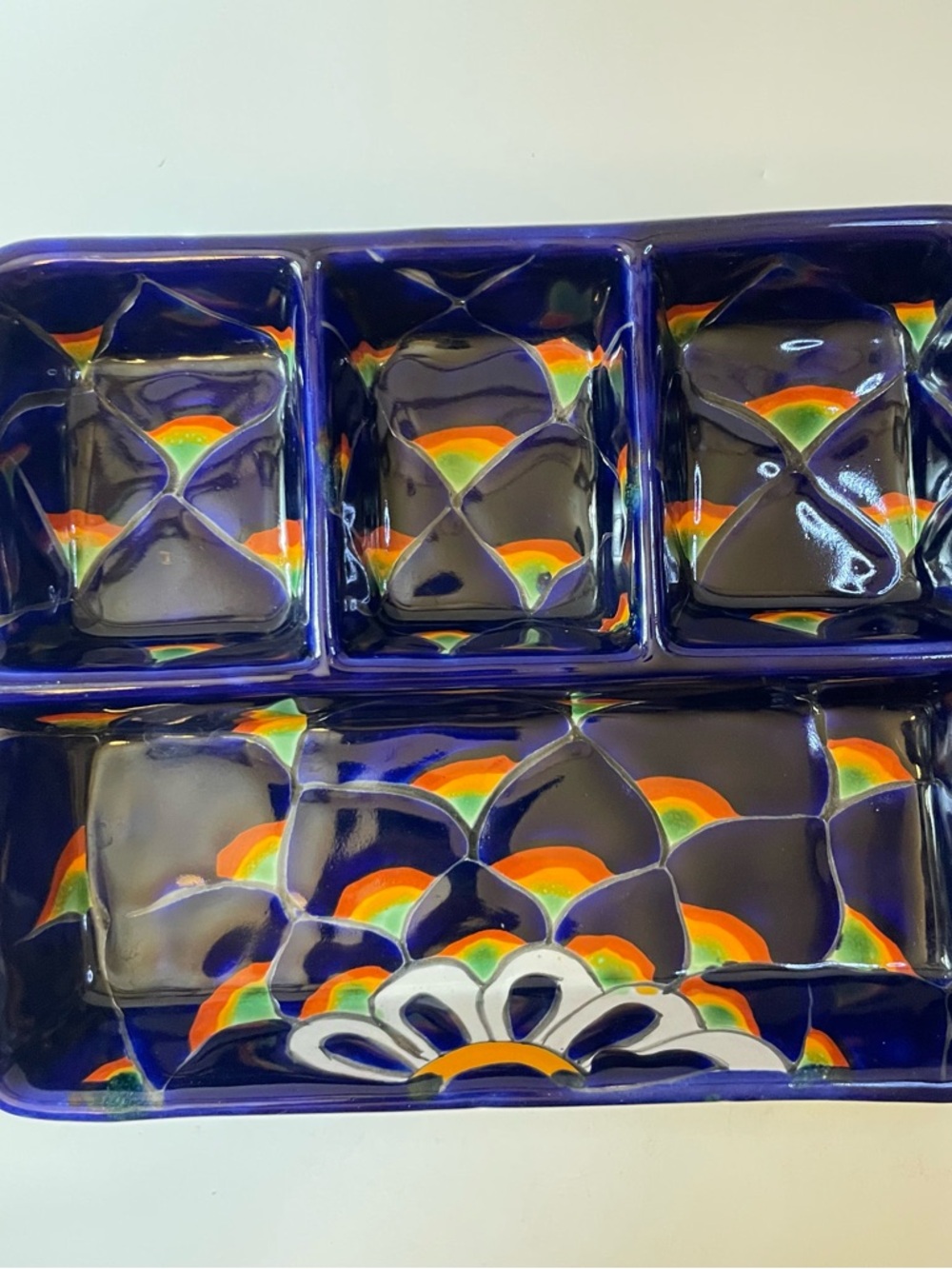 Mexican Talavera Pottery Divided Serving Tray